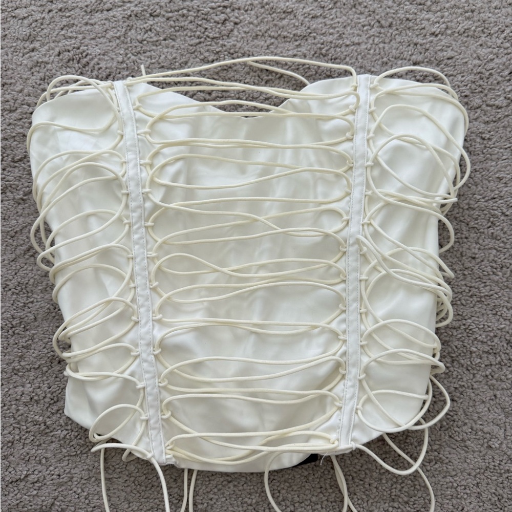 Fashion Nova White Ruched Bustier Bodysuit